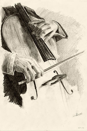 Dessin au Crayon violoncelliste
