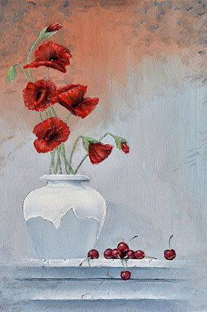 Peinture à l'huile coquelicots