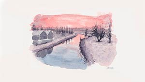 Aquarelle coucher de soleil
