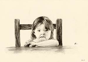 Dessin au Crayon portrait enfant