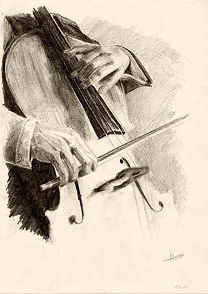 Dessin au Crayon violoncelliste